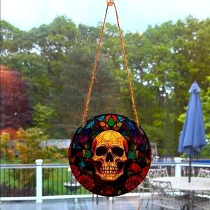 Stained Glass Skull Suncatcher